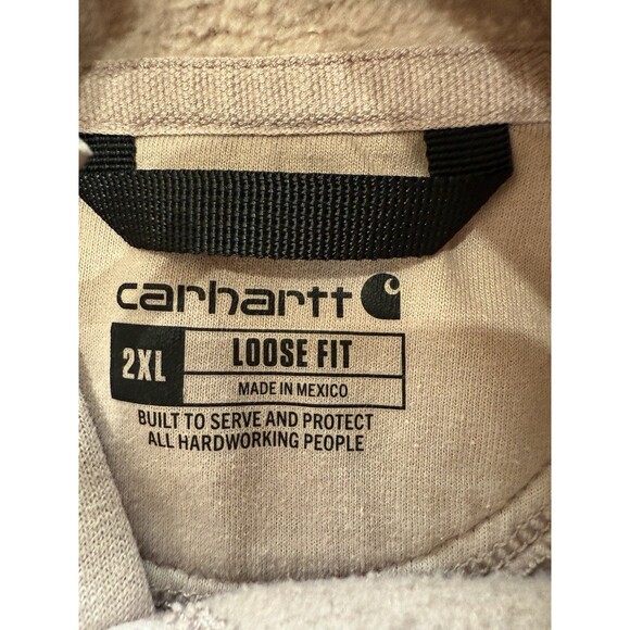 Carhartt Hoodie 2XL Loose Fit Mink Sweatshirt Logo Sleeve Workwear Streetwear - Picture 8 of 10